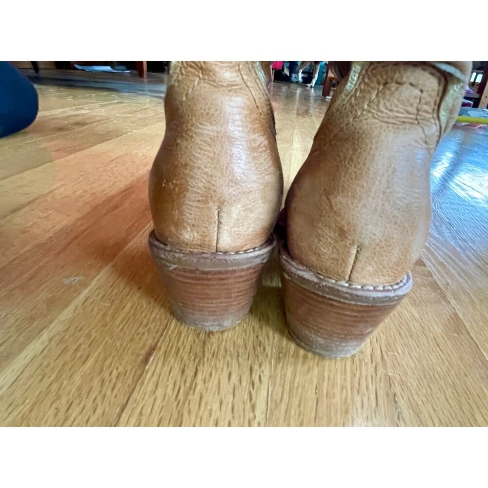 Naona Nana Brown gold Leather sz 6 mid calf boot 2.5" Heel Cowgirl western - Picture 7 of 12
